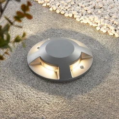 gulv-spotlight med LED Jeffrey, sølv, 4 lysudgange^Lucande Clearance