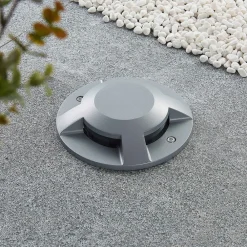 gulv-spotlight med LED Jeffrey, sølv, 4 lysudgange^Lucande Clearance