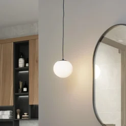 Lucande Pendellamper>hængelampe Bidolo, sort, glas, Ø 15 cm, IP44