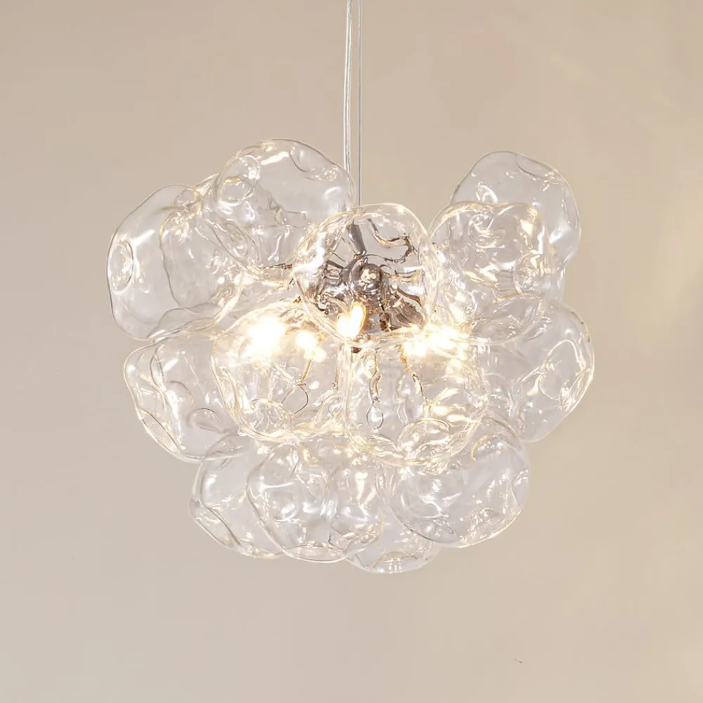 Lucande hængelampe Diborah, klar, Ø 43 cm, glas, G9