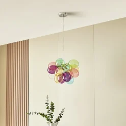 Lucande Pendellamper|Pendellamper>hængelampe Diborah, Ø 40 cm, farvet, glas, G9