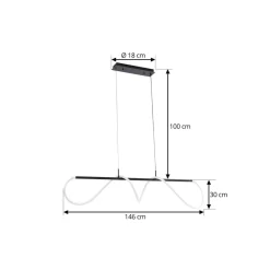 Lucande hængelampe Kisune, sort/hvid, metal