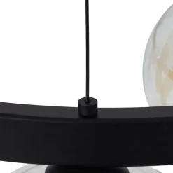 Lucande hængelampe Marvi, Ø 68 cm, sort, glas, metal