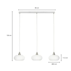 hængelampe Sharvil, 3 lyskilder, hvid, glas, 97 cm^Lucande Best