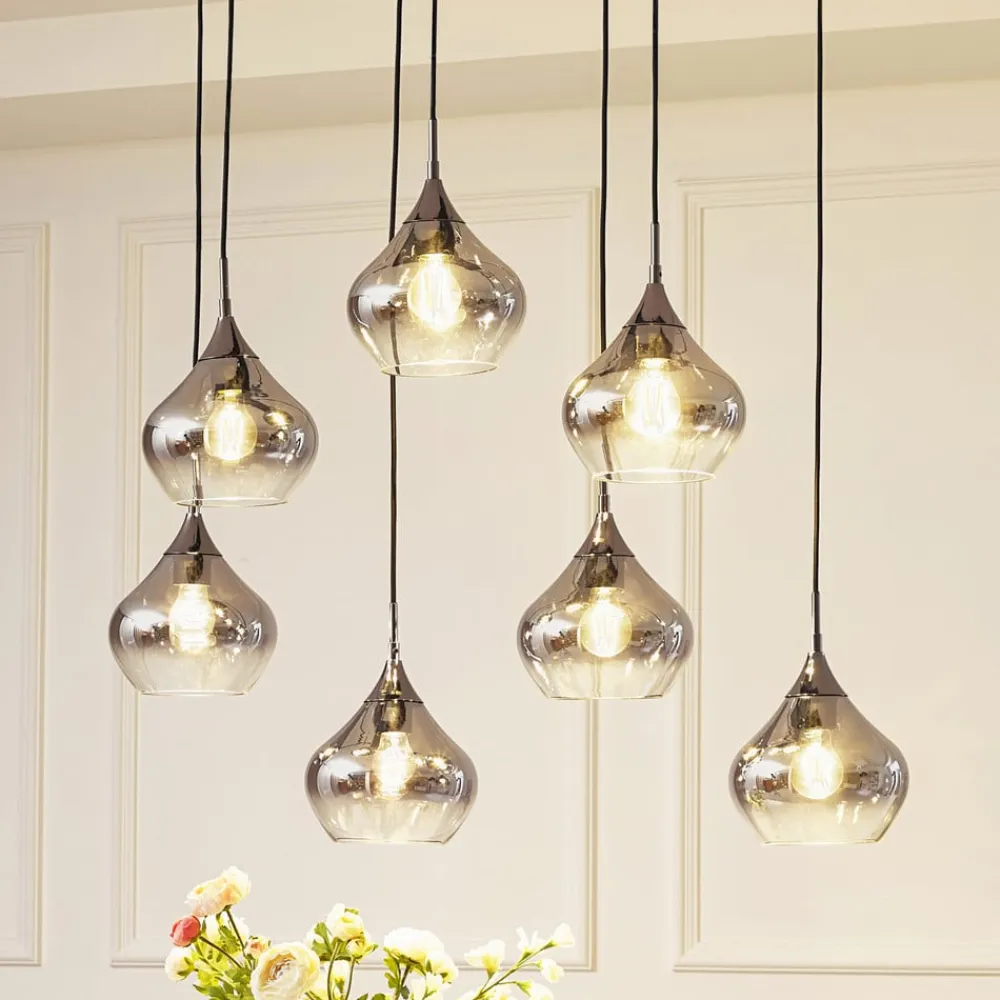 Jarven hængelampe, 7 lyskilder, sort, glas^Lucande New