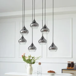 Jarven hængelampe, 7 lyskilder, sort, glas^Lucande New