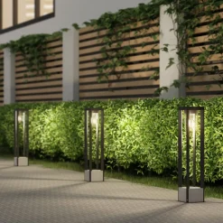 Lucande Terrassebelysning|Gadebelysning>Kalisa vejlampe, E27, IP44, 70 cm, grå, metal