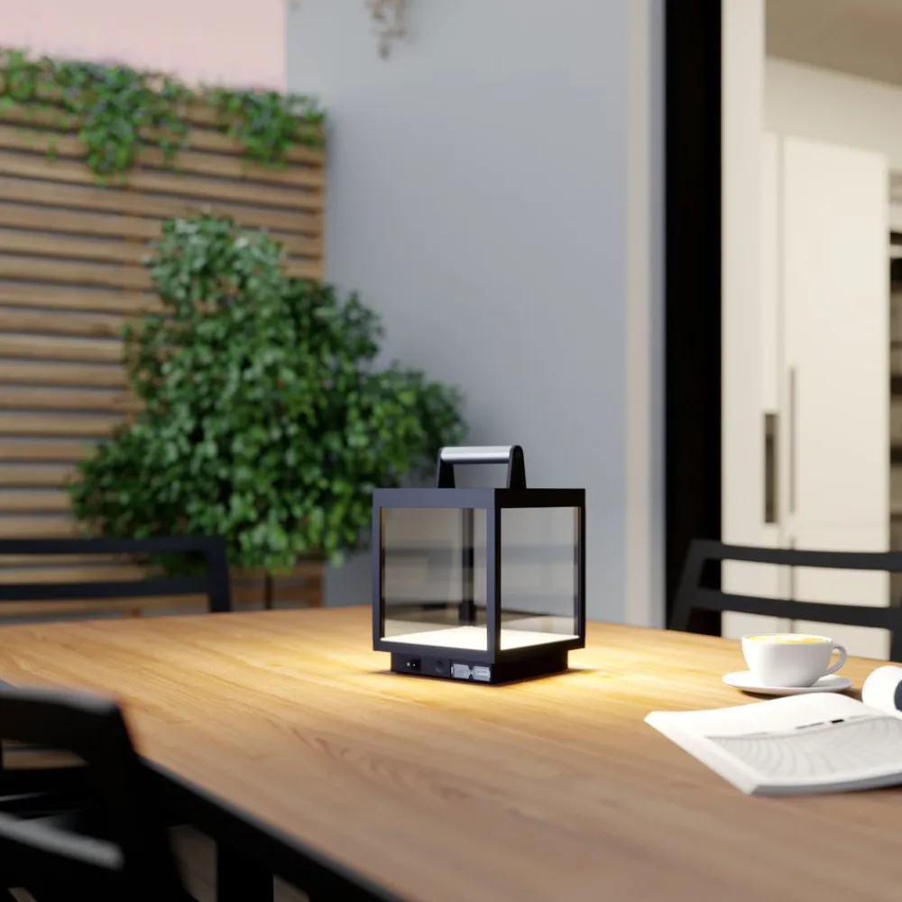 LED genopladelig bordlampe Cube, aluminium, IP54, dæmpbar^Lucande Discount