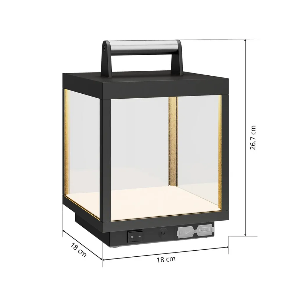 LED genopladelig bordlampe Cube, aluminium, IP54, dæmpbar^Lucande Discount