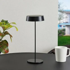 LED genopladelig bordlampe Tibia, sort, aluminium, USB, IP54^Lucande Best