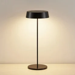 LED genopladelig bordlampe Tibia, sort, aluminium, USB, IP54^Lucande Best