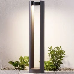 Lucande Terrassebelysning|Gadebelysning>LED pullert Dylen, grå, metal, 80 cm, IP65