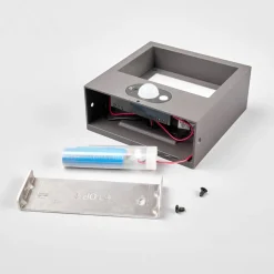 Lucande LED solcelle-væglampe Mahra, antracit, metal, sensor