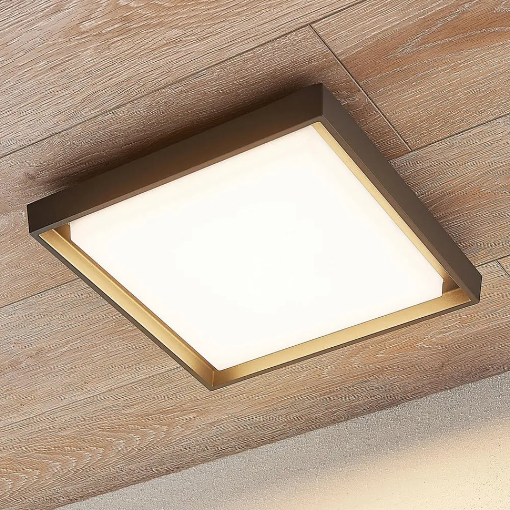 LED udendørs loftlampe Birta, mørkegrå, IP54, 34 cm^Lucande Best