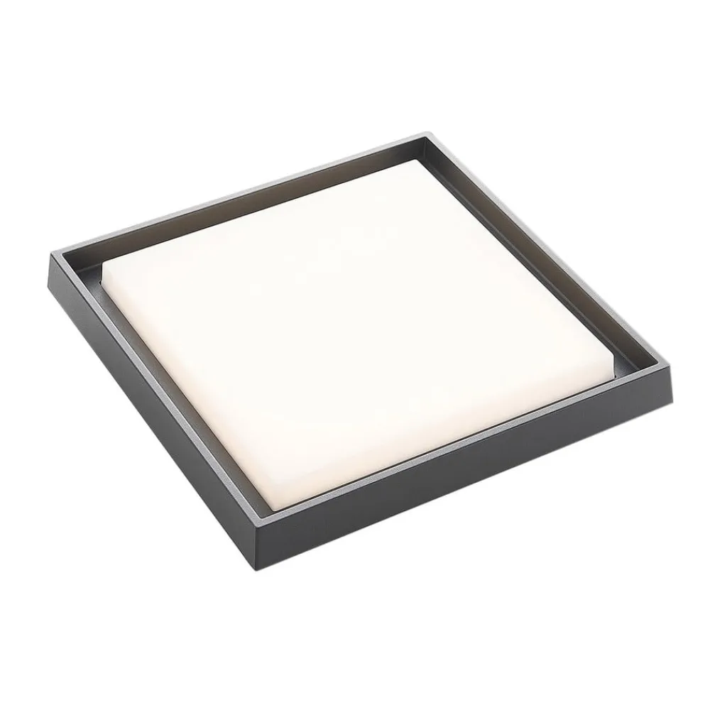 LED udendørs loftlampe Birta, mørkegrå, IP54, 34 cm^Lucande Best