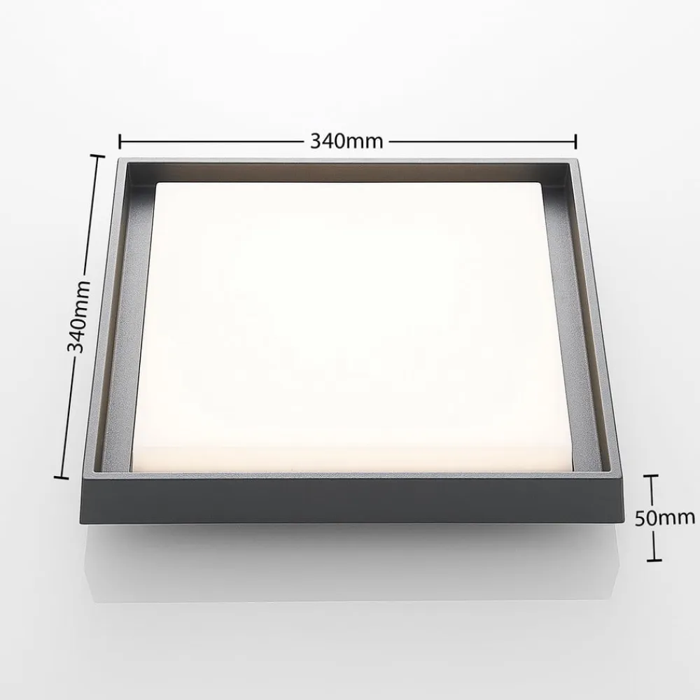 LED udendørs loftlampe Birta, mørkegrå, IP54, 34 cm^Lucande Best