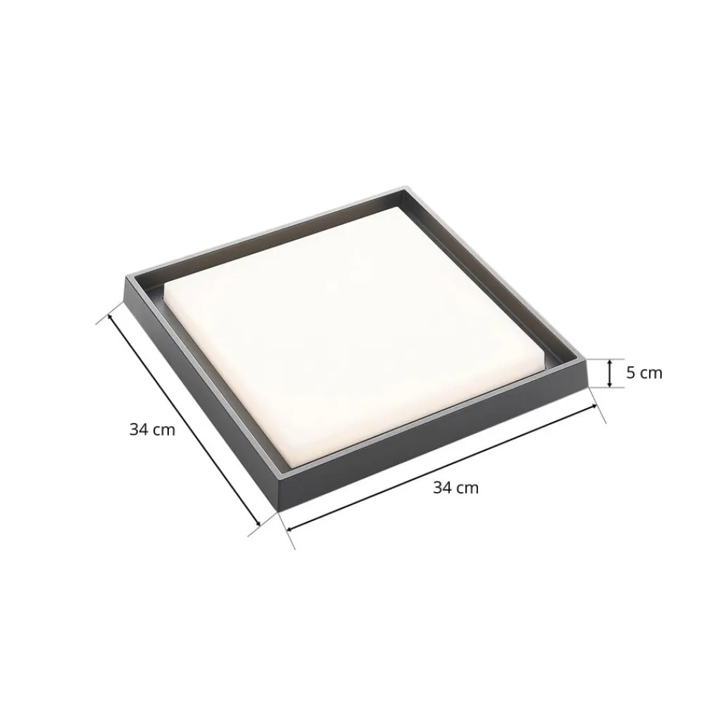 LED udendørs loftlampe Birta, mørkegrå, IP54, 34 cm^Lucande Best