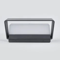 Lucande LED udendørs væglampe Midvig, mørkegrå, kantet, IP65