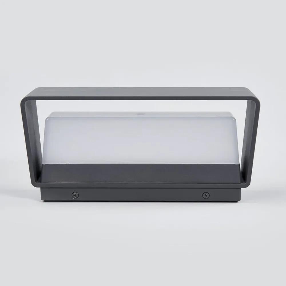 Lucande LED udendørs væglampe Midvig, mørkegrå, kantet, IP65