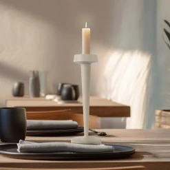 LED-batteridrevet lysestage Lea, vase, beige, 28 cm^Lucande