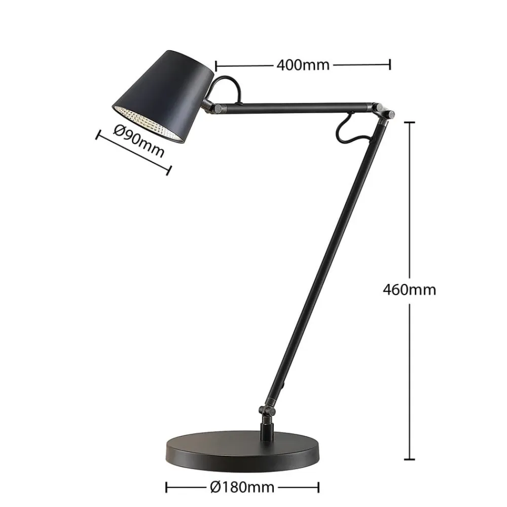 LED-bordlampe Tarris, højde 46 cm, sort^Lucande Best