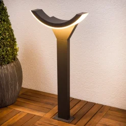 LED-gadelampe Halv, 60 cm, antracit, metal, IP54^Lucande Online