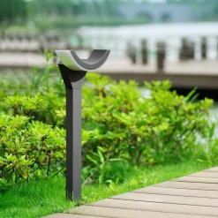 LED-gadelampe Halv, 60 cm, antracit, metal, IP54^Lucande Online