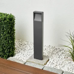 LED-gadelampe Leya, 65 cm, antracit, metal, IP54^Lucande Best