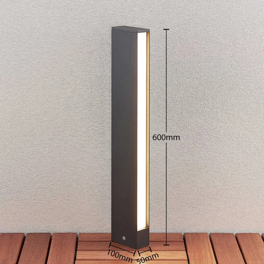 Lucande LED-gadelampe Lirka, mørkegrå, metal, 60 cm