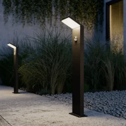 Lucande LED-gadelampe Nevio, sensor, 60 cm, antracit