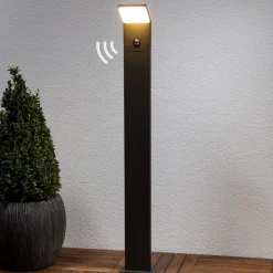 LED-gadelampe Nevio, sensor, 100 cm, antracit^Lucande Hot