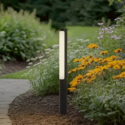 Lucande LED-gadelampe Tuberia, antracit, metal, 80 cm