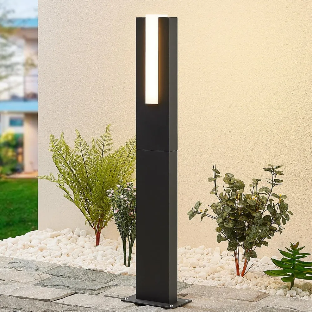Lucande LED-gadelampe Virgalia, 65 cm, IP65, antracit