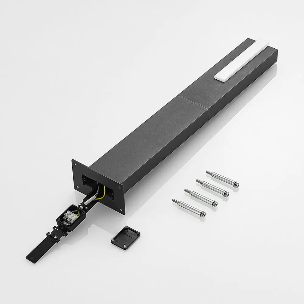 Lucande LED-gadelampe Virgalia, 65 cm, IP65, antracit