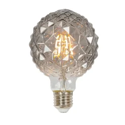 Lucande LED-globepære G95, E27 3,8W, 1800K, struktur, røgfarvet