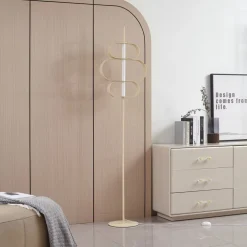 Lucande LED-gulvlampe Audrina, beige, metal, dæmpbar