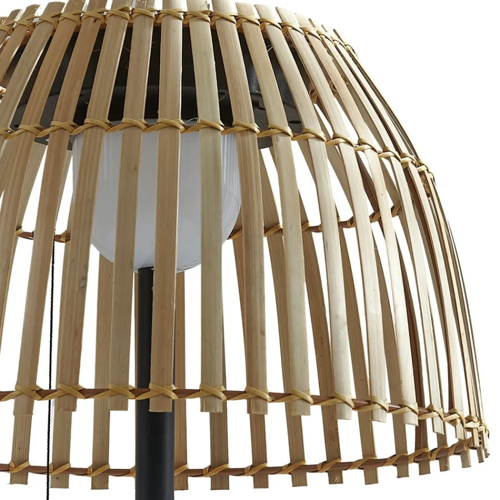 Lucande LED-gulvlampe Eligio, bambus, Ø 39 cm, RGB