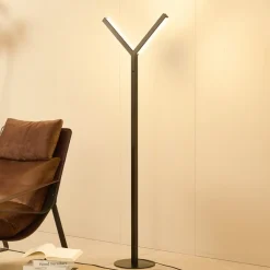 LED-gulvlampe Ilian, sort, metal, CCT, dæmpbar^Lucande Discount