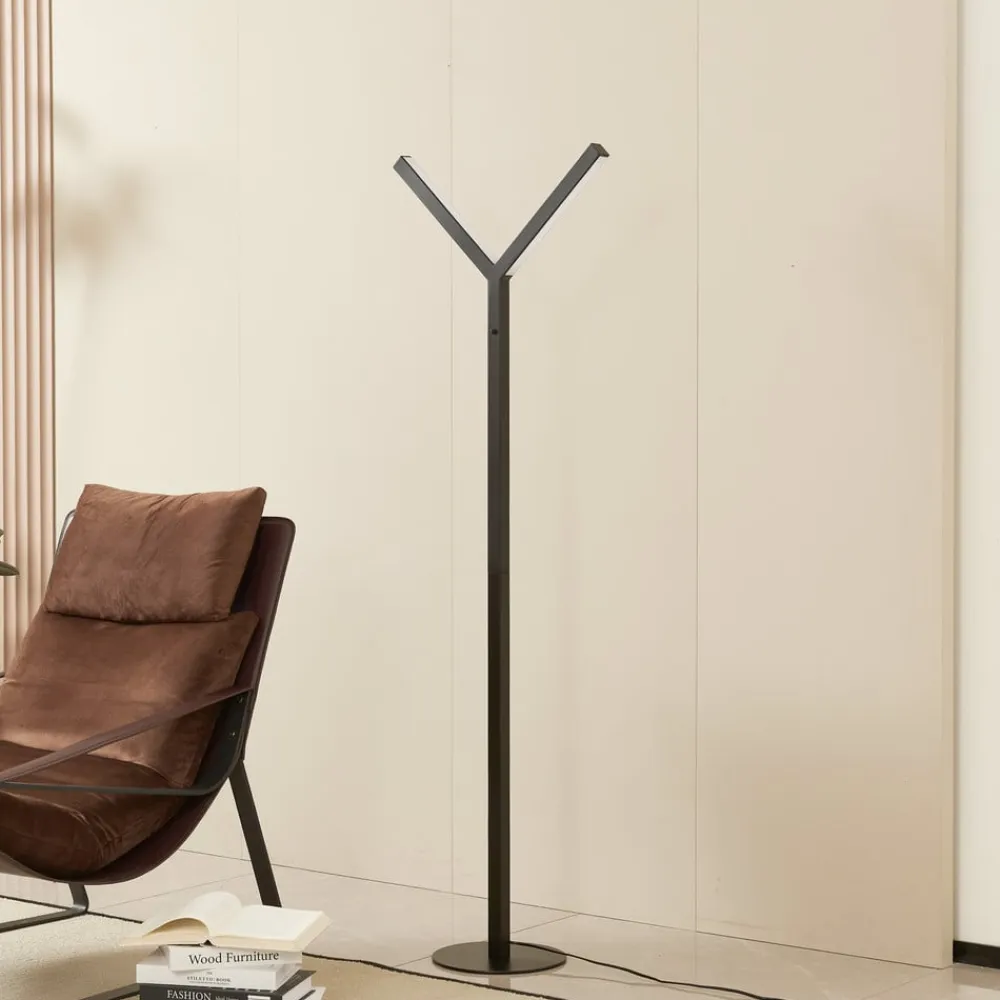 LED-gulvlampe Ilian, sort, metal, CCT, dæmpbar^Lucande Discount