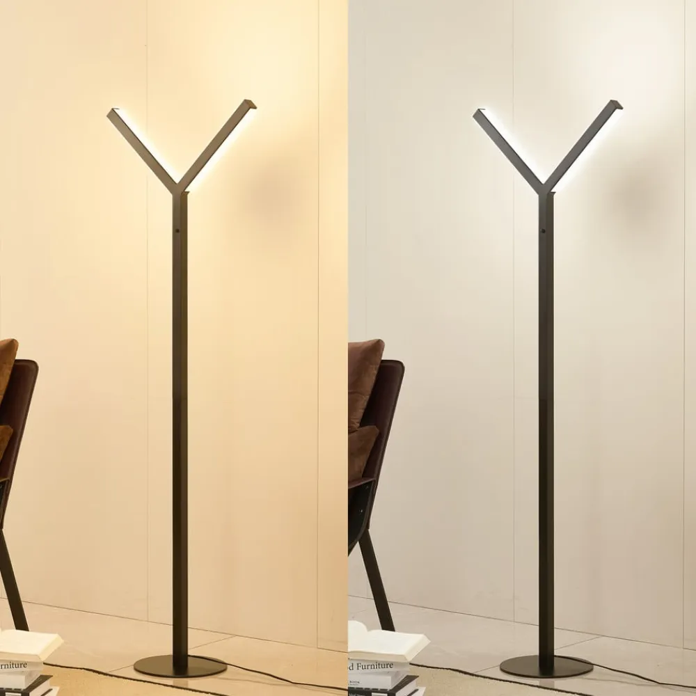 LED-gulvlampe Ilian, sort, metal, CCT, dæmpbar^Lucande Discount