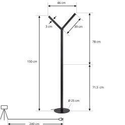 LED-gulvlampe Ilian, sort, metal, CCT, dæmpbar^Lucande Discount