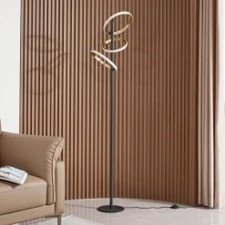 Lucande LED-gulvlampe Madu, sort, metal, 160 cm, dæmpbar