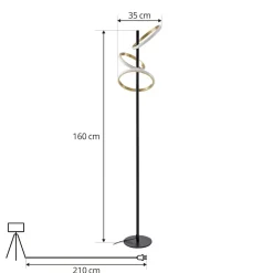 Lucande LED-gulvlampe Madu, sort, metal, 160 cm, dæmpbar