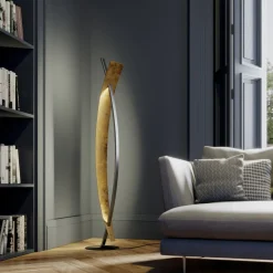 LED-gulvlampe Marija, sort, metal, højde 140 cm^Lucande