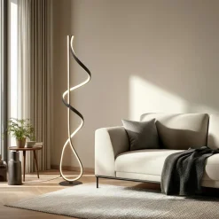 Lucande LED-gulvlampe Rodado, sort, 132 cm, aluminium