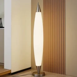 Lucande Gulvlamper|Gulvlamper>LED-gulvlampe Tarell, hvid/nikkel, 146 cm, dæmpbar