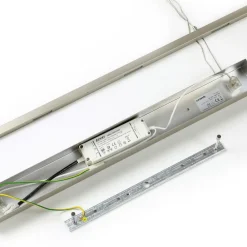 Lucande LED-hængelampe Arnik, 120 cm, nikkelfarvet, dæmpbar