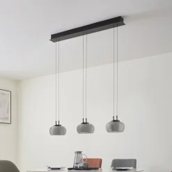 LED-hængelampe Dain, 3 lyskilder, røggrå, glas^Lucande Discount