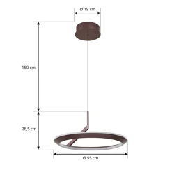 LED-hængelampe Eldra, kaffebrun, Ø 55 cm, CCT^Lucande New