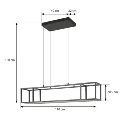 Lucande LED-hængelampe Estante, sort, dæmpbar